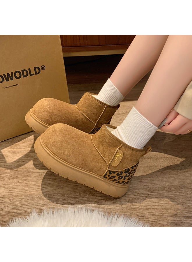 Snow Boots  Winter New Thickeneded Cotton Boots Fleece-lined Warm Cotton Shoes Rhubarb Boots Snow Boots Fleece-lined