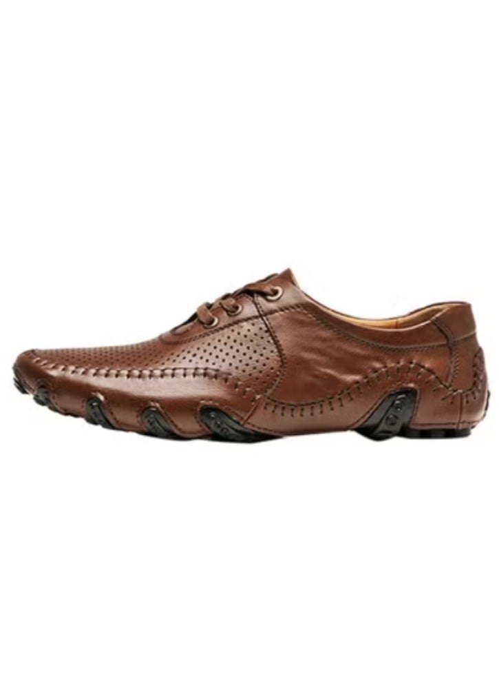 KUYING Cut Size Fashionable Genuine Leather Men's Casual Shoes 