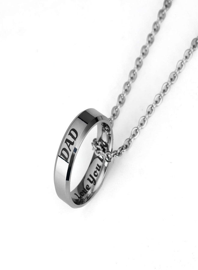 YEEQIN Mom Dad Daughter Son I Love You Ring Pendant Necklace Gifts For Family Member Ring Necklace (Dad) - Image 2