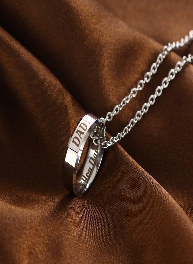 YEEQIN Mom Dad Daughter Son I Love You Ring Pendant Necklace Gifts For Family Member Ring Necklace (Dad) - Image 3