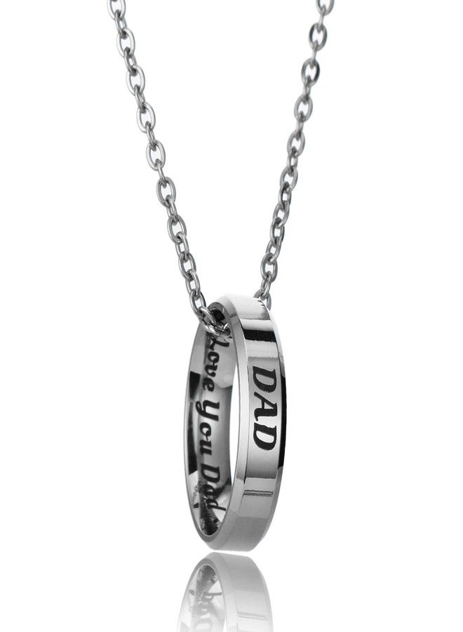YEEQIN Mom Dad Daughter Son I Love You Ring Pendant Necklace Gifts For Family Member Ring Necklace (Dad) - Image 1
