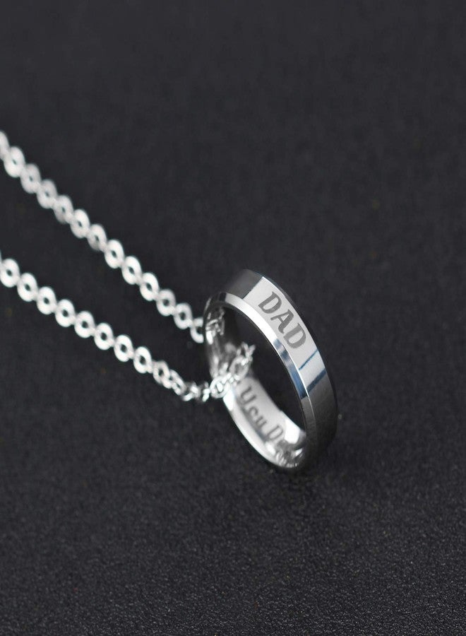 YEEQIN Mom Dad Daughter Son I Love You Ring Pendant Necklace Gifts For Family Member Ring Necklace (Dad) - Image 5