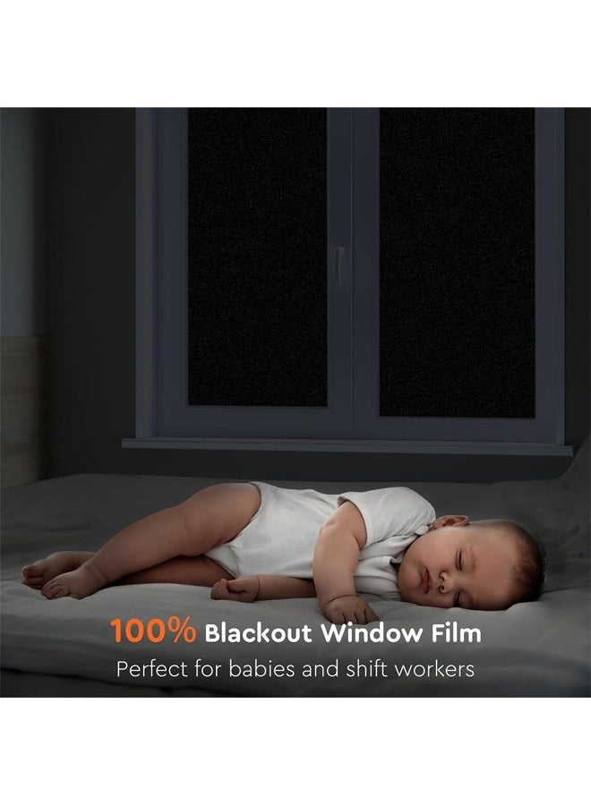 إتش كيو جيمنغ غشاء تعتيم النوافذ، غشاء نافذة للخصوصية، غطاء تعتيم كامل، مانع للضوء بنسبة 100%، تظليل النافذة، لاصق ثابت، مانع لأشعة الشمس، التحكم في الحرارة، مضاد للأشعة فوق البنفسجية، مقاوم للخدش، مناسب للمنزل والمكتب - Image 2