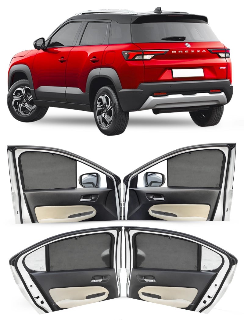 Autofact Car Sunshades for Maruti Brezza (2022 to 2025), UV Protection, Useful Car Accessories, Custom fit Sun Shades for Side Windows, Set of 6 - Image 1