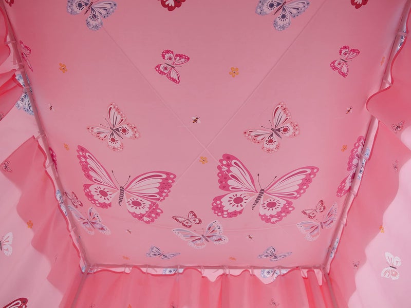 Mengersi Princess Butterfly Canopy Bed Curtains for Girls Pink Bed Drapes Curtains Room Decor Twin Size - Image 5