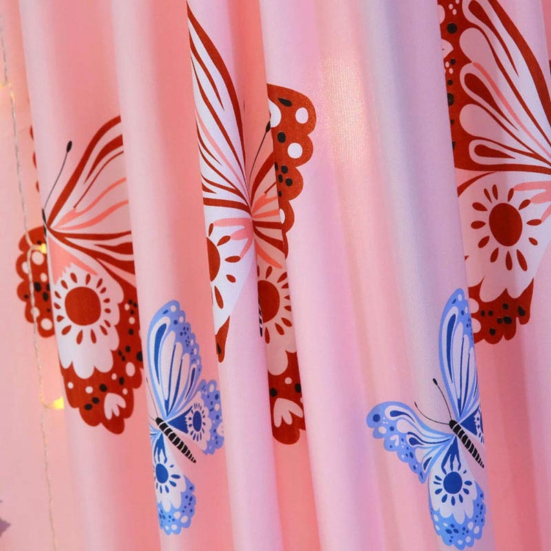 Mengersi Princess Butterfly Canopy Bed Curtains for Girls Pink Bed Drapes Curtains Room Decor Twin Size - Image 3