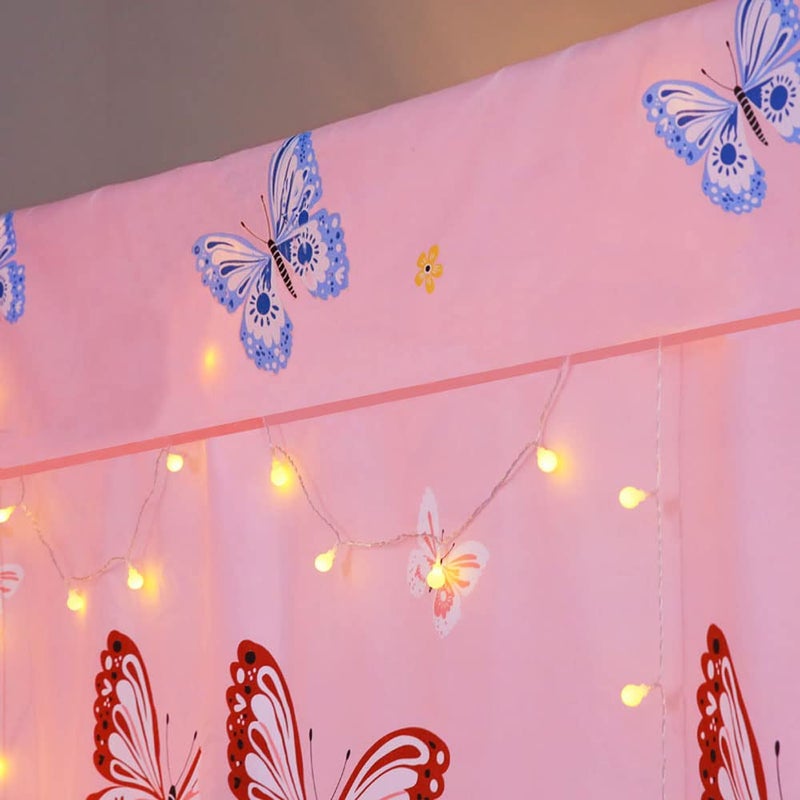 Mengersi Princess Butterfly Canopy Bed Curtains for Girls Pink Bed Drapes Curtains Room Decor Twin Size - Image 4