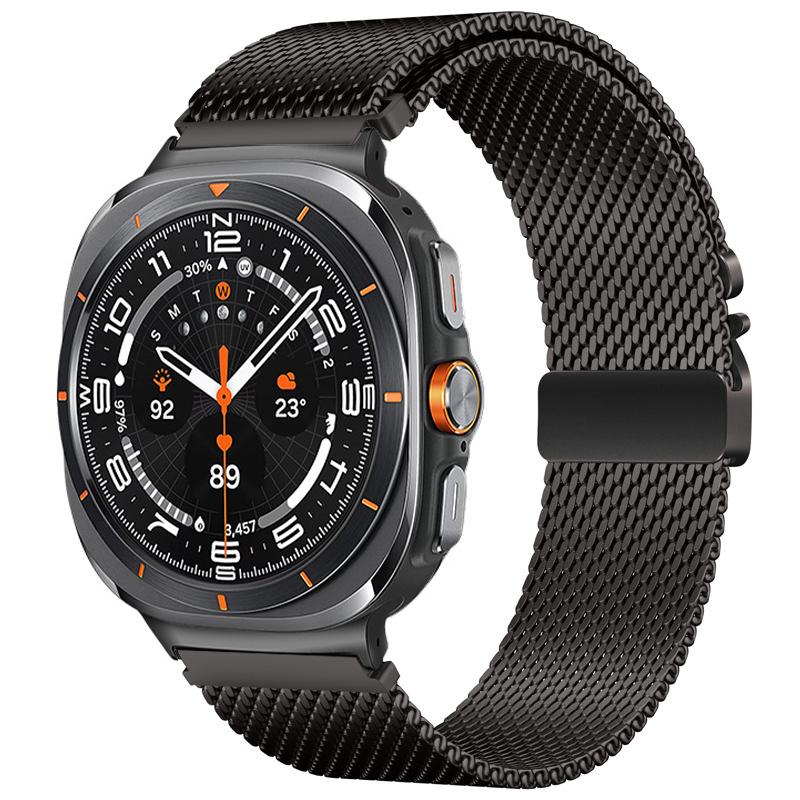 erorex For Samsung Galaxy Watch Ultra / Ultra 2025 Umbrella Buckle Milanese Stainless Steel Watch Band(Black) - Image 2