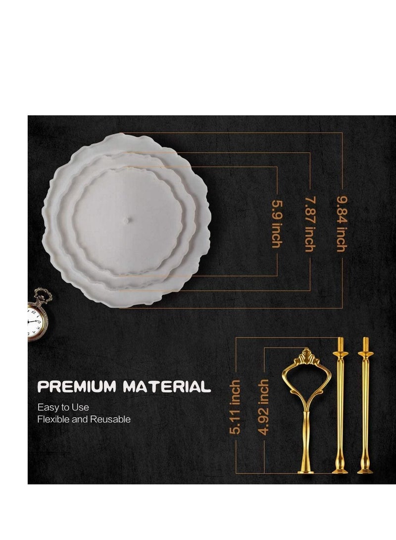 SYOSI 3 Tier Round Cake Stand Party Food Server Display Set Dessert Slate Serving White Porcelain with New Fittings - Image 4