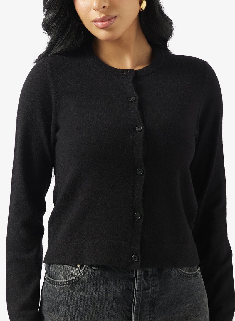 فيرو مودا كارديجان فيكي بأكمام طويلة وياقة دائرية وأزرار - Image 3