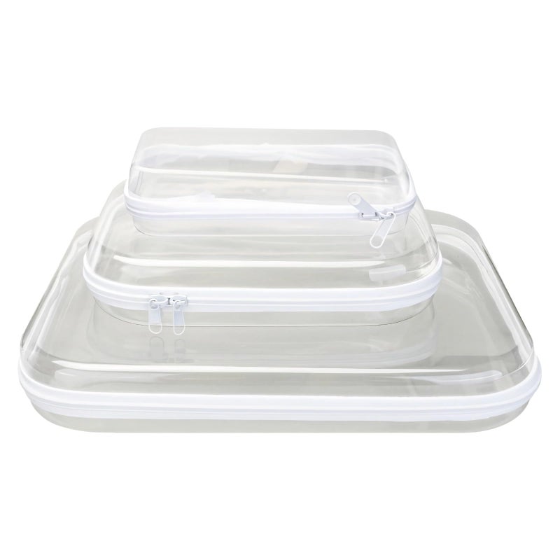 Clear Hard Plastic Zip Organizer Bags For Makeup Toiletries Toys Multi Size Travel Storage - Image 2