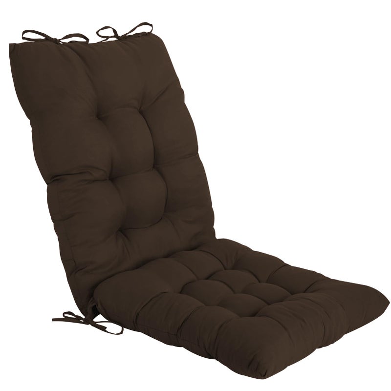 ELFJOY ELFJOY Rocking Chair Cushion Kitchen Chair Cushions with Seat Back Cushion Smooth and Comfortable Chair Pads with Ties 17x17 inch + 17x21 inch  Coffee - Image 1