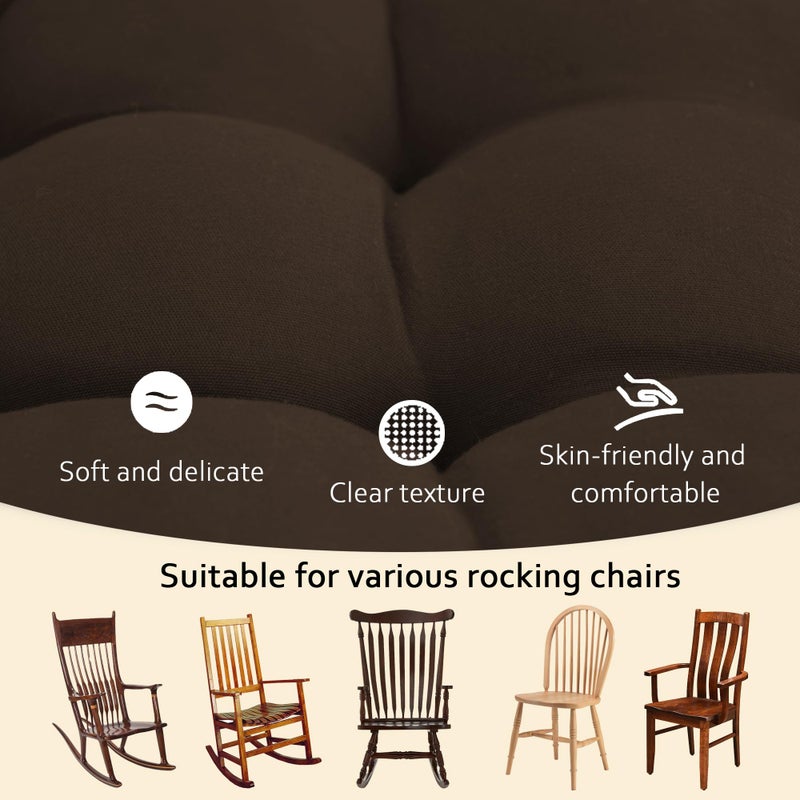 ELFJOY ELFJOY Rocking Chair Cushion Kitchen Chair Cushions with Seat Back Cushion Smooth and Comfortable Chair Pads with Ties 17x17 inch + 17x21 inch  Coffee - Image 3