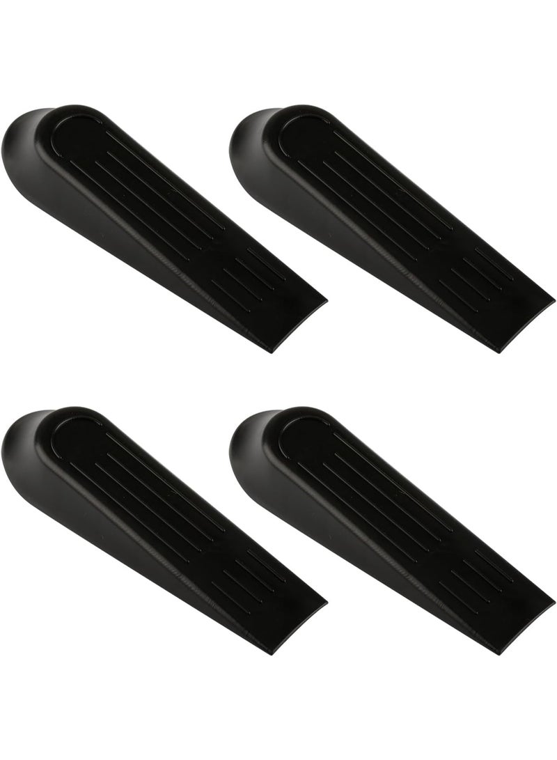 مجموعة من 4 قطع من سدادات الأبواب البلاستيكية - سدادات أبواب متينة مانعة للانزلاق لجميع أنواع الأبواب - تمنع إغلاق الأبواب بقوة وتحافظ على فتحها بأمان - أسود - Image 1