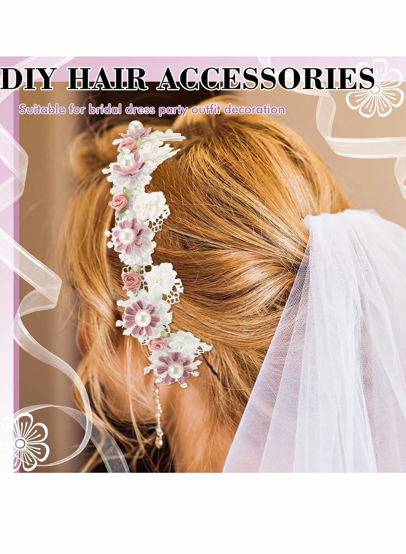 KASTWAVE Flower Pearl Beads Lace Edge Trim Ribbon, 5.5 cm Width Vintage Style Trim Ribbon (1 Meter) - Image 3