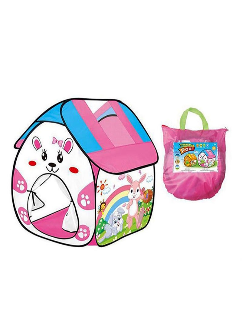AGD Cartoon Rabbit Foldable Children's Play Tent Indoor Outdoor Play Tent with Carrying Bag Space Saving Lightweight  - Image 1