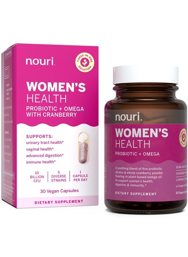 NOURI Women's Health Probiotic and Omega for Vaginal, Digestive, and Immune Health, Probiotics for Women, Take Daily - 30 Day Supply - Image 1