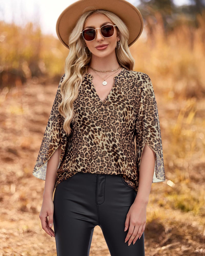 VALOLIA Ladies Tops and Blouses Dressy: Plus Size 3/4 Bell Sleeve Elegant Layered - Tunic Tops for Women Loose Fit - Cute Tops for Women Dressy Tops for Evening Party Comfy Flowy Tunic M - Image 3
