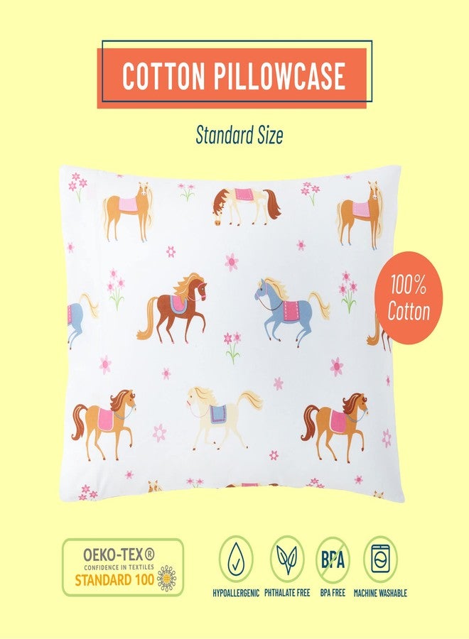 Wildkin غطاء وسادة أطفال وايلكين 100% قطن - ناعم، قابل للتنفس وحجم قياسي (20x30) - خيول - Image 2