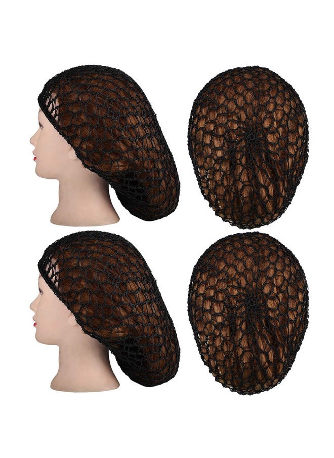 Waydress 2 Pieces Mesh Hair Net Rayon Knit Snood Women Crocheted Sleep Cap (Black)  - Image 4