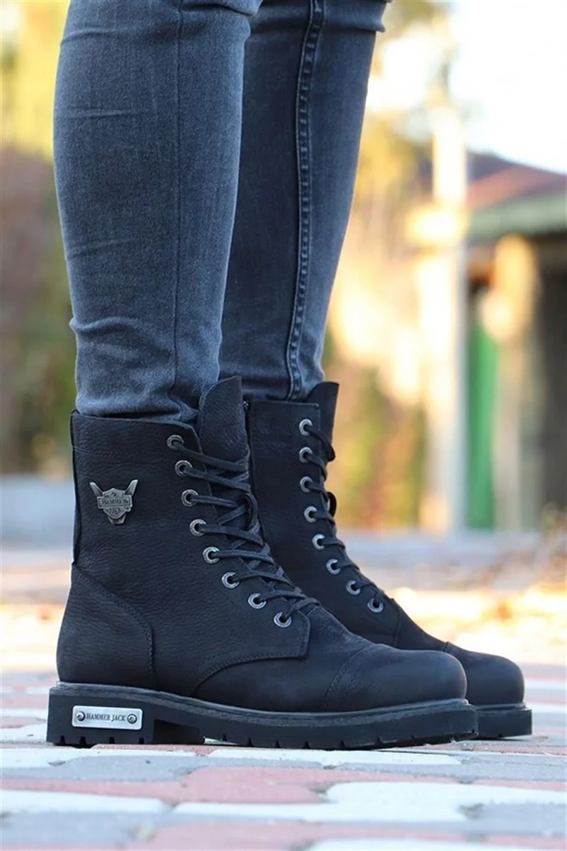 Hammer Jack Black Leather Men's Boots 102 18505 V6