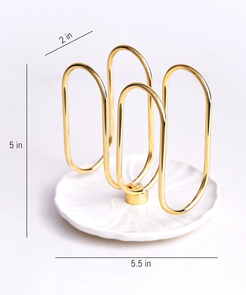 VROOMIUM Napkin Holder for Table, Ceramic Base Effortless Cleaning, 1 lb Weight, Gold Napkin Holders for Paper Napkins, Servilleteros para Mesas - Image 3
