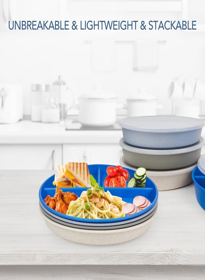 greenandlife أطباق جرين آند لايف غير قابلة للكسر، مقاس 9 بوصات، 4 قطع، للتحكم في كمية الطعام، أطباق مقسمة للأطفال والكبار، آمنة للاستخدام في غسالة الصحون والميكروويف، أطباق خفيفة الوزن قابلة لإعادة الاستخدام مصنوعة من قش القمح، خالية من مادة BPA - Image 5