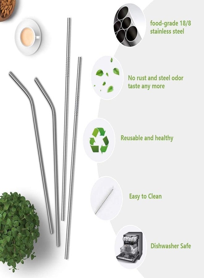 KONSSEE Stainless Steel Smoothie Straws, 0.4'' Extra Wide Reusable Metal Drinking Straws for Milkshake, Smoothie, Beverage, Set of 4 with 1 Cleaning Brush - Image 3