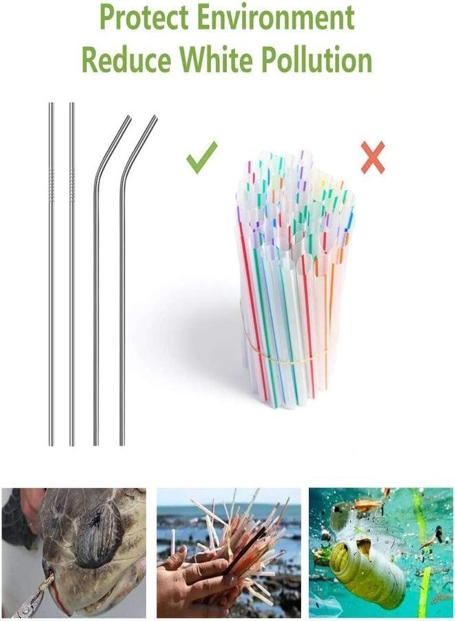 KONSSEE Stainless Steel Smoothie Straws, 0.4'' Extra Wide Reusable Metal Drinking Straws for Milkshake, Smoothie, Beverage, Set of 4 with 1 Cleaning Brush - Image 4