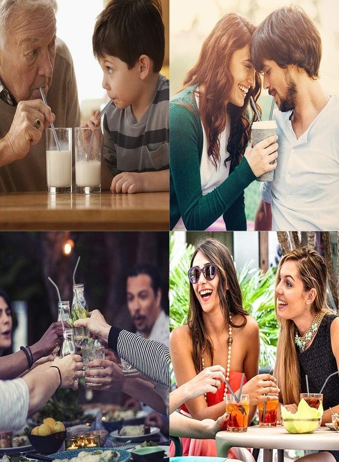 KONSSEE Stainless Steel Smoothie Straws, 0.4'' Extra Wide Reusable Metal Drinking Straws for Milkshake, Smoothie, Beverage, Set of 4 with 1 Cleaning Brush - Image 5