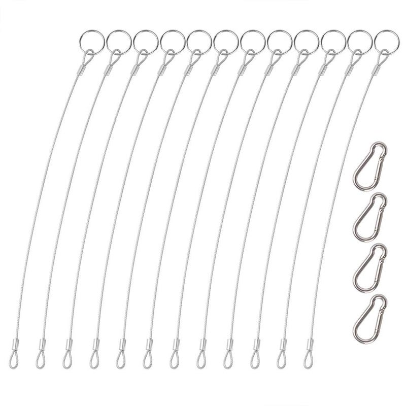 12 Pcs Lanyard Safety RopeYuCool 2mm 316 Stainless Steel Rope with 4 Pcs Hoist Buckle for Preventing Loss and Hanging Modern Lights