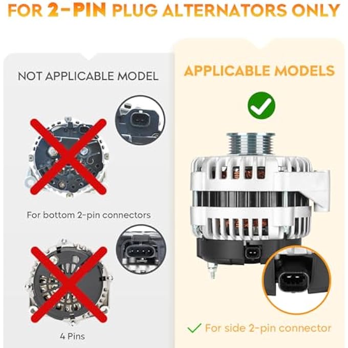 AEagle New Alternator for Chevy Silverado & GMC Sierra 1500 2500 3500 HD Classic, Buick Rainier, for Hummer-H2, Saab 9-7x, Cadillac Escalade ESV EXT, 101-14101, 10392759, 15200268, 15225927 - Image 2