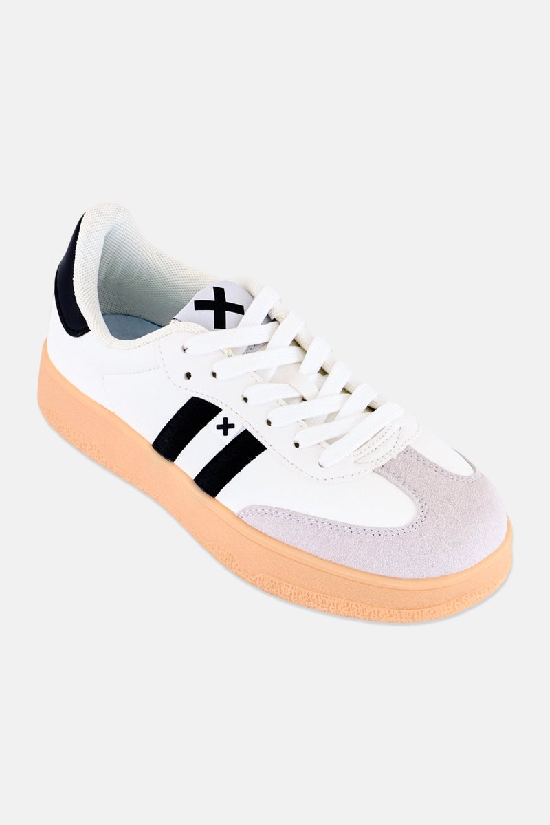 Xti Women Brand Logo Lace Up Casual Shoes, White - Image 1