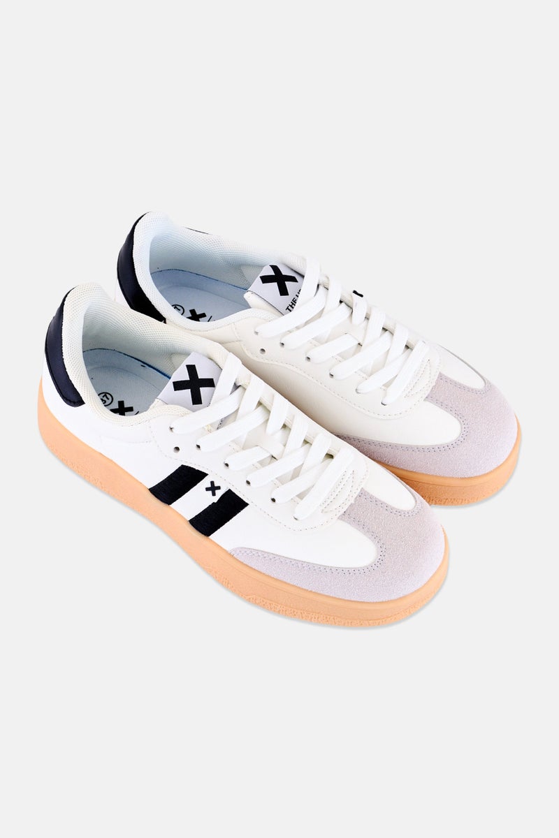 Xti Women Brand Logo Lace Up Casual Shoes, White - Image 4