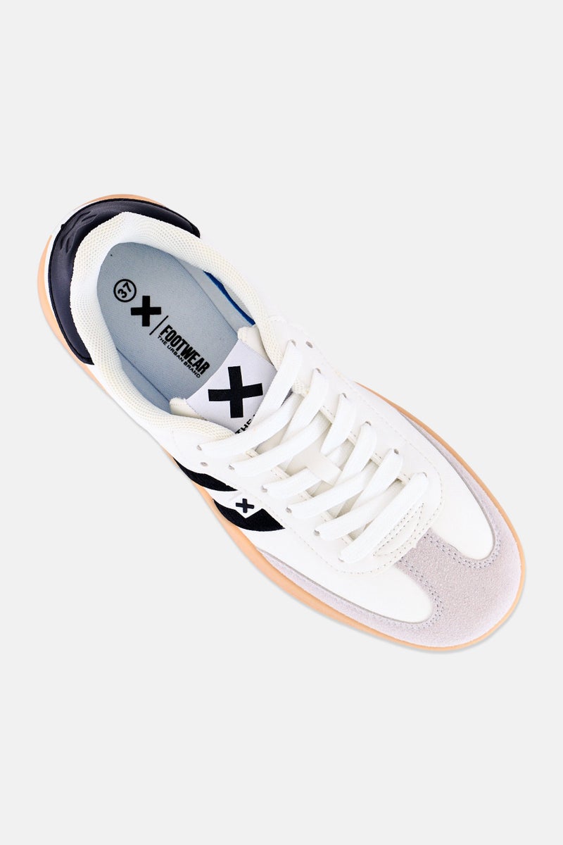 Xti Women Brand Logo Lace Up Casual Shoes, White - Image 3