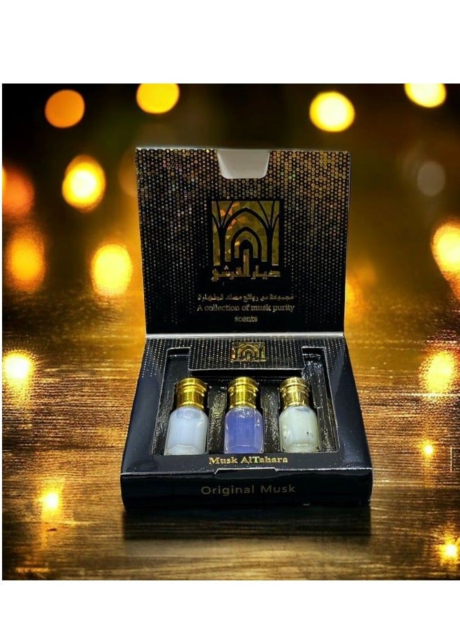 MISK INTIMATE Tahara Al-Qurashi Musk, 3 Pieces, White Musk, Rose Musk, Musk Box - Image 1