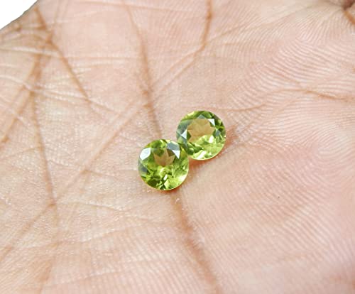 Myhealingworld Faceted 6mm Round Shape AAA Quality Peridot Gemstone Pair, Natural Peridot Stone, Peridot Pair For Making Earrings & Other Jewelry. - Image 3