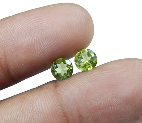Myhealingworld Faceted 6mm Round Shape AAA Quality Peridot Gemstone Pair, Natural Peridot Stone, Peridot Pair For Making Earrings & Other Jewelry. - Image 4