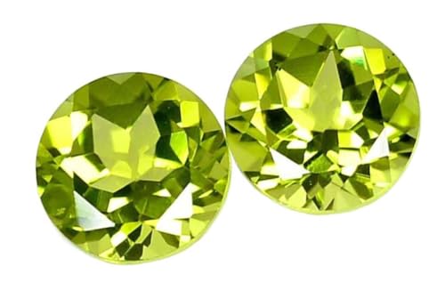 Myhealingworld Faceted 6mm Round Shape AAA Quality Peridot Gemstone Pair, Natural Peridot Stone, Peridot Pair For Making Earrings & Other Jewelry. - Image 1