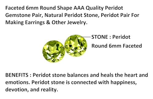 Myhealingworld Faceted 6mm Round Shape AAA Quality Peridot Gemstone Pair, Natural Peridot Stone, Peridot Pair For Making Earrings & Other Jewelry. - Image 5