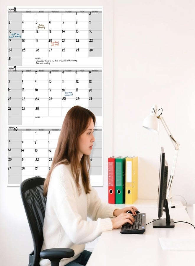 Dayvorax 46" x 63" Dry Erase Wall Calendar - Undated 3-Month Agenda Planner Calendar, Erasable and Reusable Whiteboard with Large Daily Boxes, Notes, Stickers, Vertical Layout for Office, Classroom, or Home - Image 2
