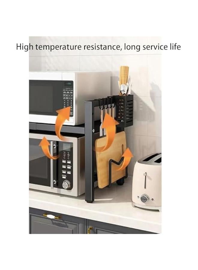 هوكور حامل ميكروويف ابيض من 3 طبقات، رف ميكروويف، حامل ميكروويف صغير، حامل ميكروويف، رف ميكروويف قابل للتوسيع، حامل ميكروويف مع مساحة تخزين، حامل ميكروويف مع خزانة تخزين، صلب كربون - Image 5