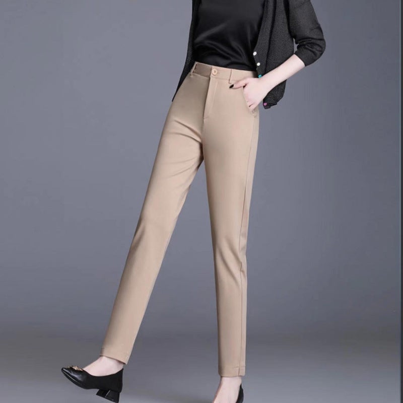 Slim Look Pants Women'S New Professional High Waist Dipped Straight Slim Pants Office Work Suit Long Pants - Image 5