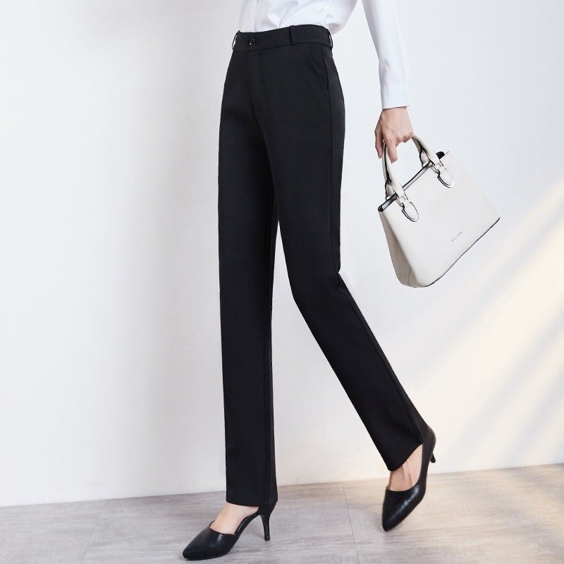 Slim Look Pants Women'S New Professional High Waist Dipped Straight Slim Pants Office Work Suit Long Pants - Image 4