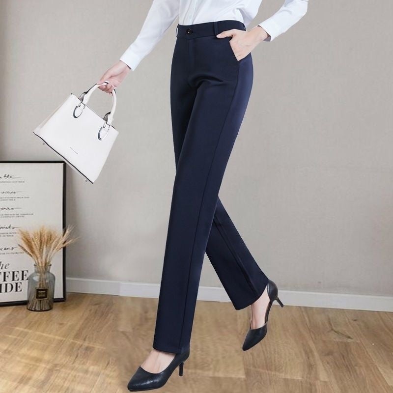 Slim Look Pants Women'S New Professional High Waist Dipped Straight Slim Pants Office Work Suit Long Pants - Image 3