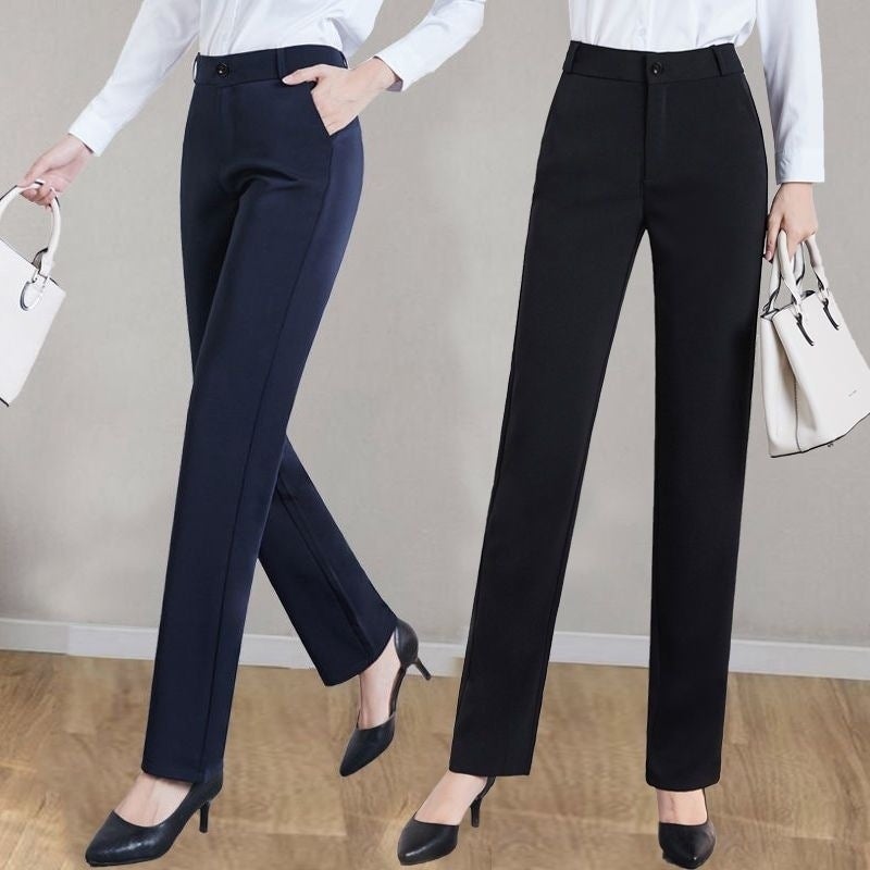 Slim Look Pants Women'S New Professional High Waist Dipped Straight Slim Pants Office Work Suit Long Pants - Image 2