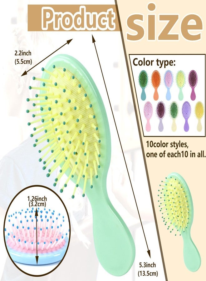 TKOnline 10 Pack Small Hair Brush Air Cushion Hairbrush Travel Detangling Brush Oval Scalp Massage Combs Mini Wet Hair Brush for Women Girls - Image 2