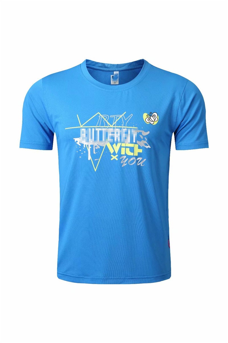Generic New Table Tennis Suit Mens Short-sleeved Summer Quick-drying Breathable Sports Suit Round Neck Competition Sportswear 826 Men's Blue Top 