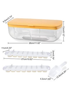 Cuken Ice Cube Trays with Lid and Storage Bin for Freezer, 2 Packs Ice Maker with Silicone Bottom, Easy to Press Out Ice, Ice Bucket for Fridge, Comes with Ice Container, Scoop and Cover  - Image 2