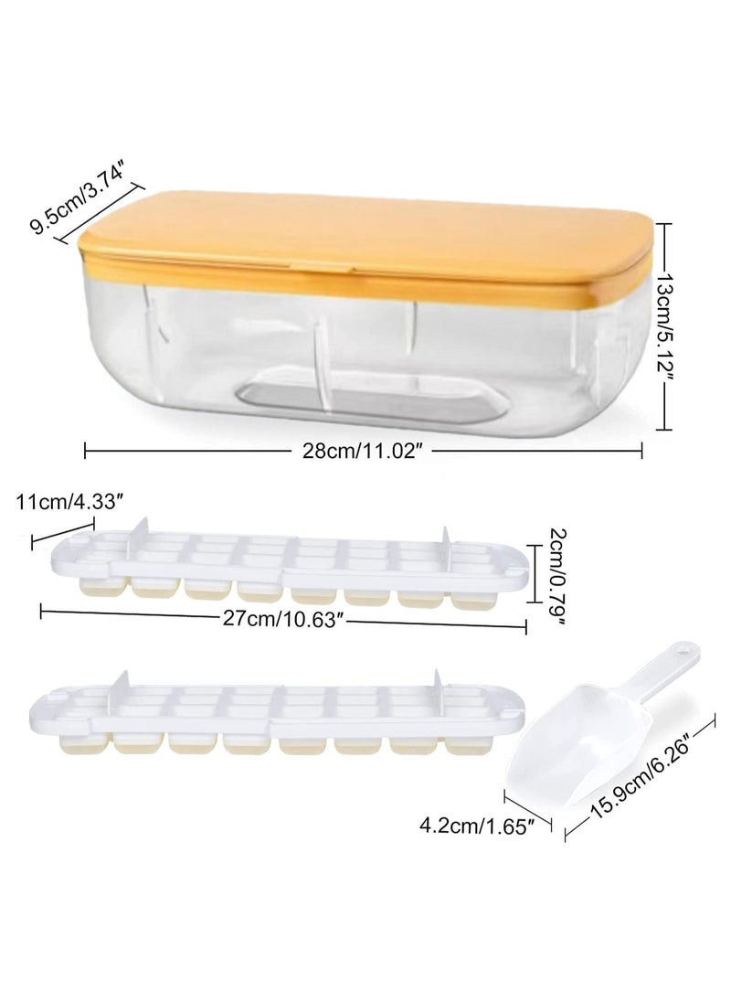 Cuken - Ice Cube Trays with Lid and Storage Bin for Freezer, 2 Packs Ice Maker with Silicone Bottom, Easy to Press Out Ice, Ice Bucket for Fridge, Comes with Ice Container, Scoop and Cover - Image 1